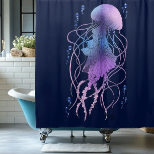 Ätherische violettblaue Qualle Duschvorhang