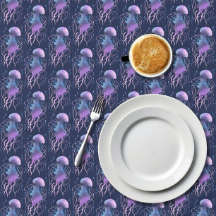 Ätherische violette Blaue Qualle Tischdecke