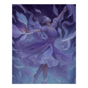 Ätherische Violette Tänzerin in Traum-Bewegung Poster