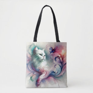 Ätherische Wasserfarben-Katze Tasche