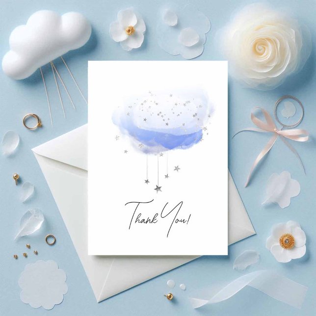 Ätherische Wolke 9 Wasserfarben-Foto Dankeskarte (Ethereal Cloud 9 Watercolor Photo Thank You Card)