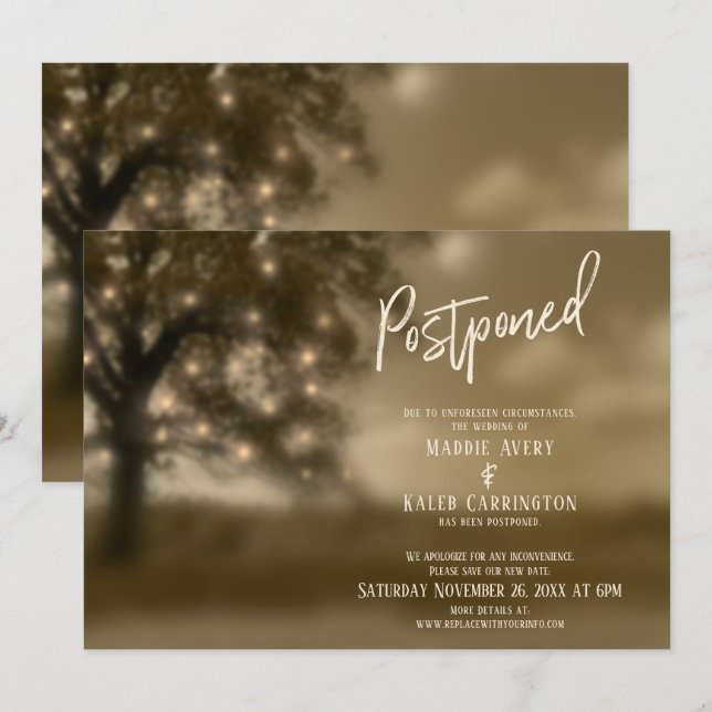 Ätherischer Baum mit einer verspäteten Hochzeitkar Einladung (Vorne/Hinten)