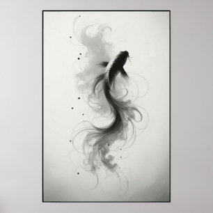 Ätherischer Fluss eines graceful Koi Abstrakt Poster