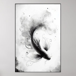 Ätherischer Fluss eines graceful Koi Abstrakt Poster