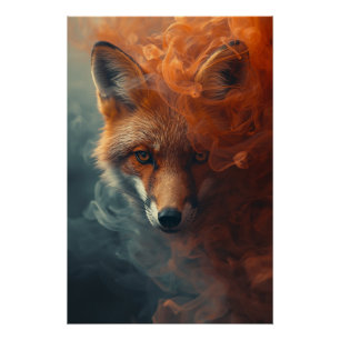 Ätherischer Fuchs in Rauch und Nebel – Mystischer  Poster