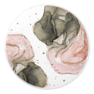 Ätherischer, launischer, rosa-schwarzer Gold-Tinte Keramikknauf