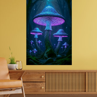 Ätherischer Mystischer Wald Biolumineszente Natur Poster