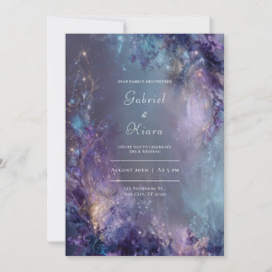 Ätherischer Nebel Violett Blau Goldene Fantasy-Hoc Einladung