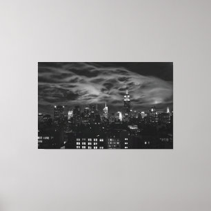 Ätherischer WolkenNYC Skyline-Reich-Staat Bld BW Leinwanddruck