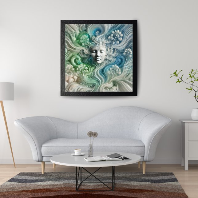 Ätherisches Abstraktes Gesicht mit flatterndem Wal Leinwanddruck (Von Creator hochgeladen)