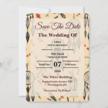 Ätherisches Boho-Feder-Wildblumen-Hochzeitsmotiv