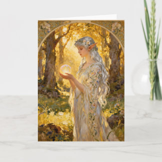 Ätherisches Elfenmädchen im Jugendstil Karte