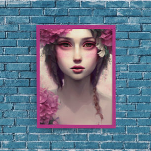 Ätherisches Mädchen mit rosa Sommersprossen Poster