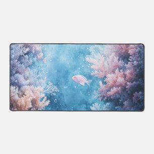 Ätherisches Pastell Korallenriff Rosa Fisch Lichts Schreibtischunterlage