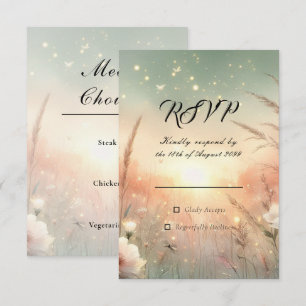 Ätherisches Pastell-Wildblumenfeld-Hochzeit RSVP Karte