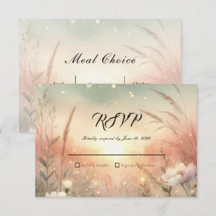 Ätherisches Pastell-Wildblumenfeld-Hochzeit RSVP Karte