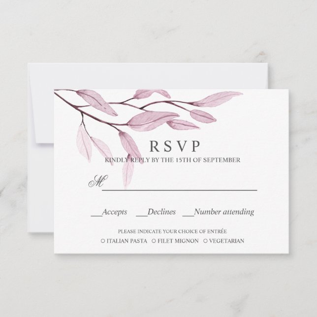 Ätherisches Rosa | AUSWAHL DER RSVP - MAHLZEITEN (Vorderseite)