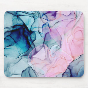 Ätherisches Türkis Rosa Lila Tintenfarbener Modern Mousepad