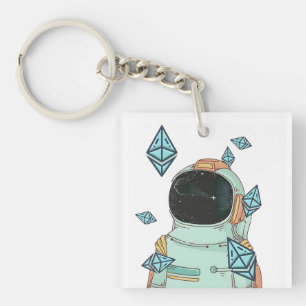 Ätherum zum Mond ETH Space Man Merch - Qr Code Schlüsselanhänger
