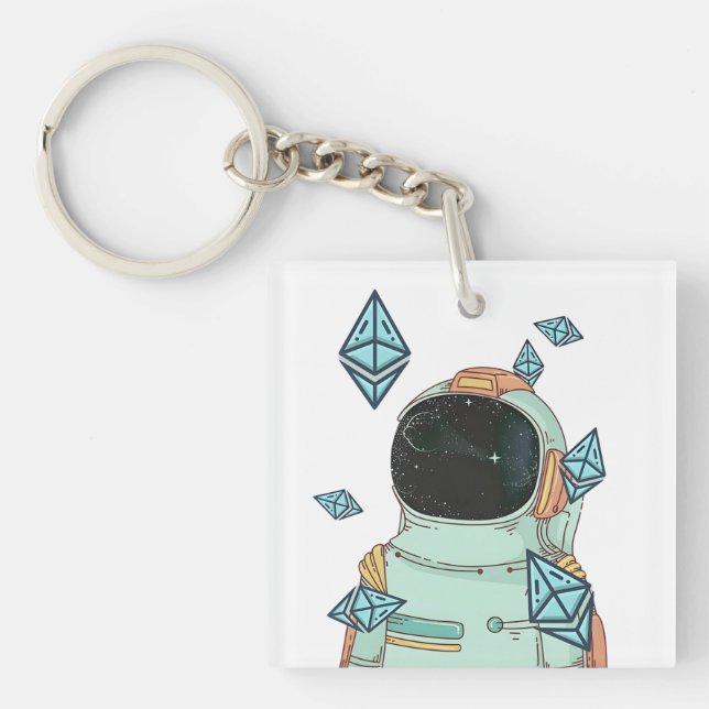 Ätherum zum Mond ETH Space Man Merch - Qr Code Schlüsselanhänger (Vorderseite)