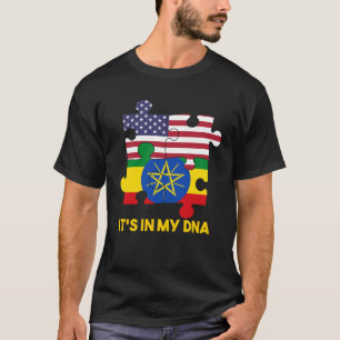 Äthiopien Äthiopier Afrika Flagge Stolz DNA Amerik T-Shirt