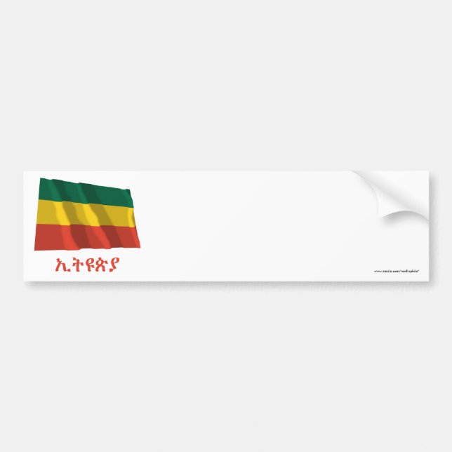 Äthiopien, das zivile Flagge mit Namen im Amharic Autoaufkleber (Vorne)