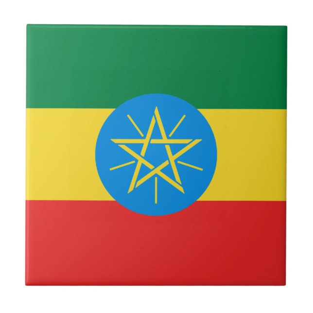 Äthiopien Flag Keramik Tile Fliese (Vorderseite)