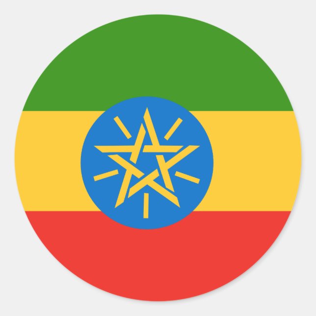 Äthiopien Hochwertige Flagge Runder Aufkleber (Vorderseite)