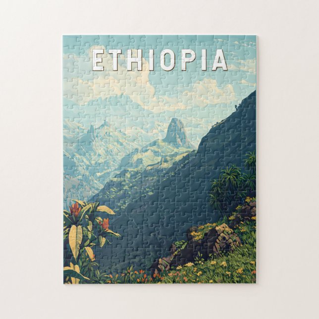 Äthiopien Illustration Travel Art Vintag (Vertikal)