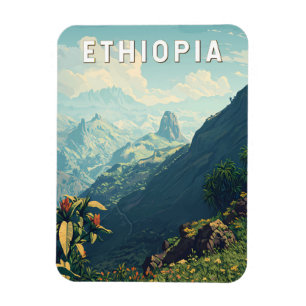 Äthiopien Illustration Travel Art Vintag Magnet