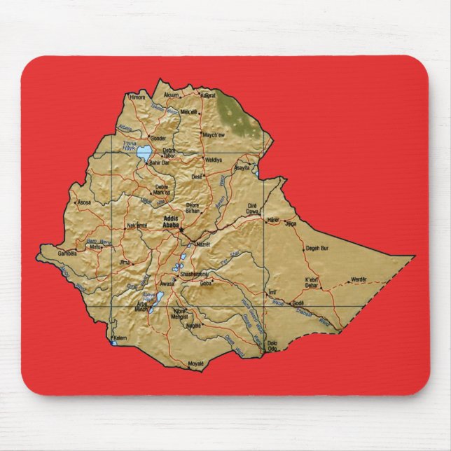 Äthiopien-Karte Mousepad (Vorne)