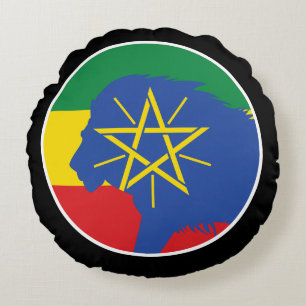 Äthiopien Lion Äthiopische Nationale Tierflagge Rundes Kissen