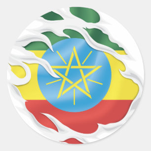 Äthiopien Ripped Flag Classic Round Sticker