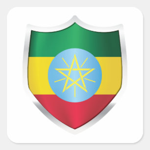 Äthiopien-Silberschildflagge Quadratischer Aufkleber