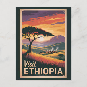 Äthiopien Sunset Travel Art Vintag Postkarte