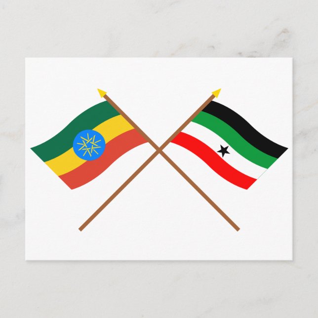 Äthiopien und Gambella überquerten Flaggen Postkarte (Vorderseite)