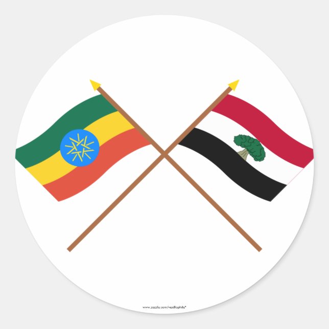 Äthiopien und Oromia überquerten Flaggen Runder Aufkleber (Vorderseite)