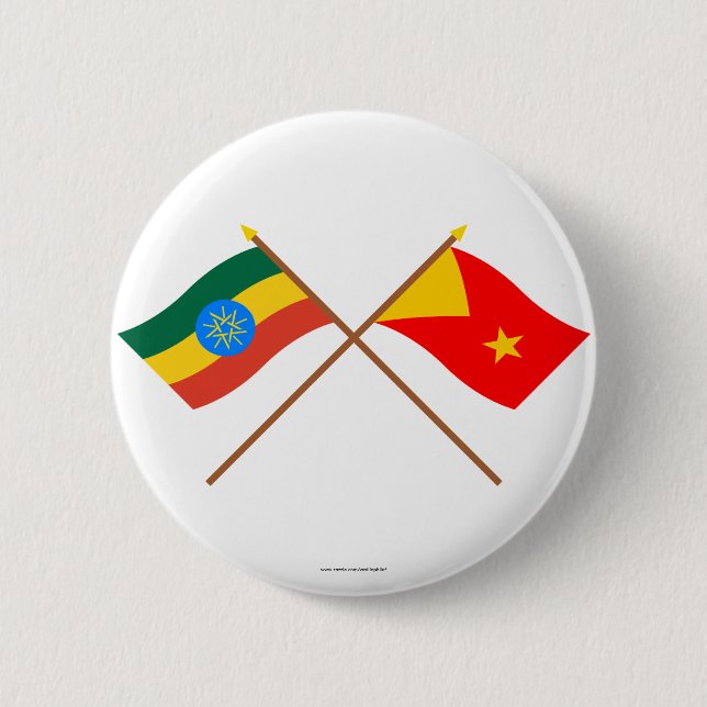 Äthiopien und Tigray gekreuzte Flaggen Button (Vorderseite)