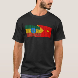 Äthiopien und Tigray wellenartig bewegende Flagge T-Shirt