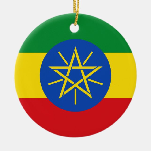 Äthiopische Fahne Keramik Ornament (Vorne)