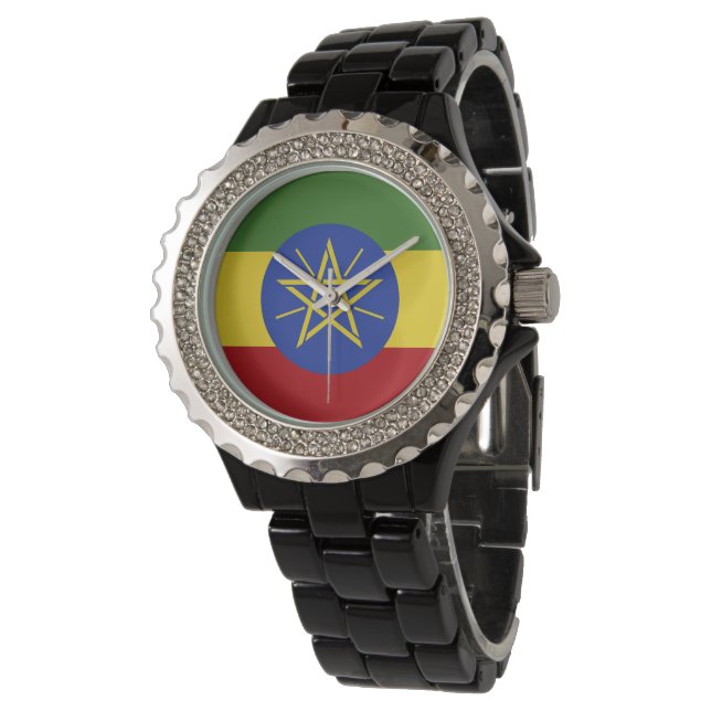 Äthiopische Flagge Armbanduhr (Schrägansicht)