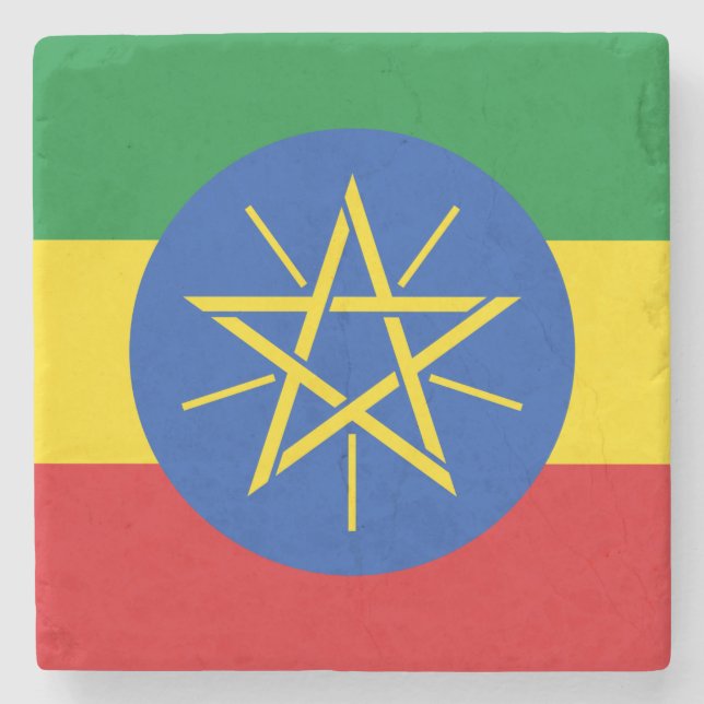 Äthiopische Flagge (Äthiopien) Steinuntersetzer (Vorderseite)