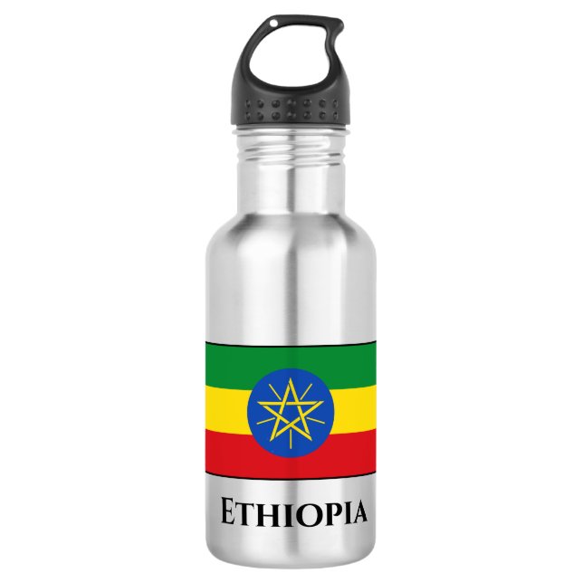 Äthiopische Flagge Edelstahlflasche (Vorderseite)