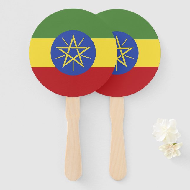Äthiopische Flagge Fächer (Vorne und Hinten)