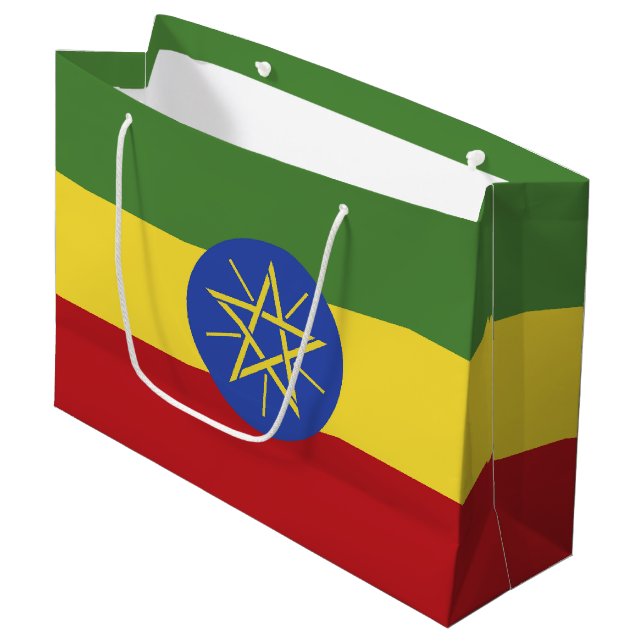 Äthiopische Flagge Große Geschenktüte (Vorderseite Schrägansicht)