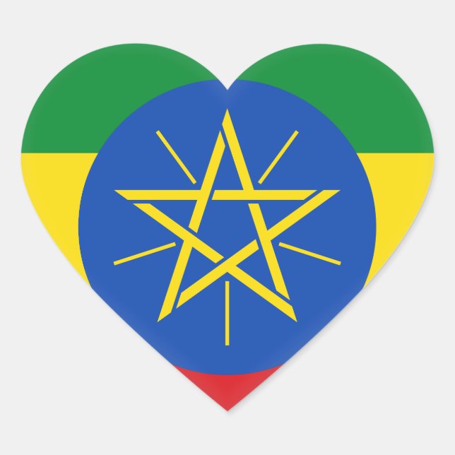 Äthiopische Flagge Herz-Aufkleber (Vorderseite)