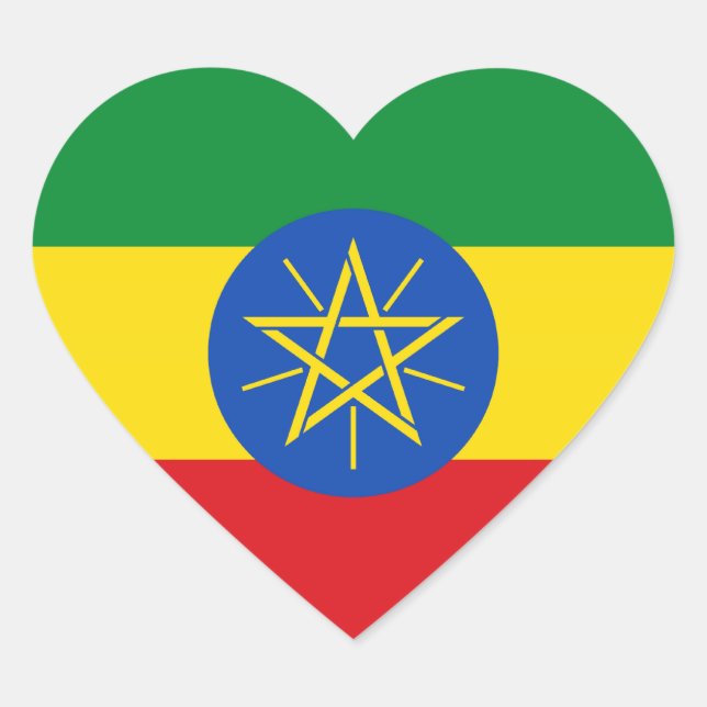 Äthiopische Flagge Herzsticker Herz-Aufkleber (Vorderseite)