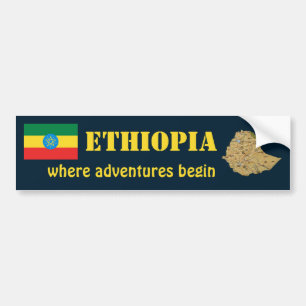 Äthiopische Flagge + Karte Autoaufkleber
