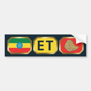 Äthiopische Flagge Karte Code Aufkleber Autoaufkleber