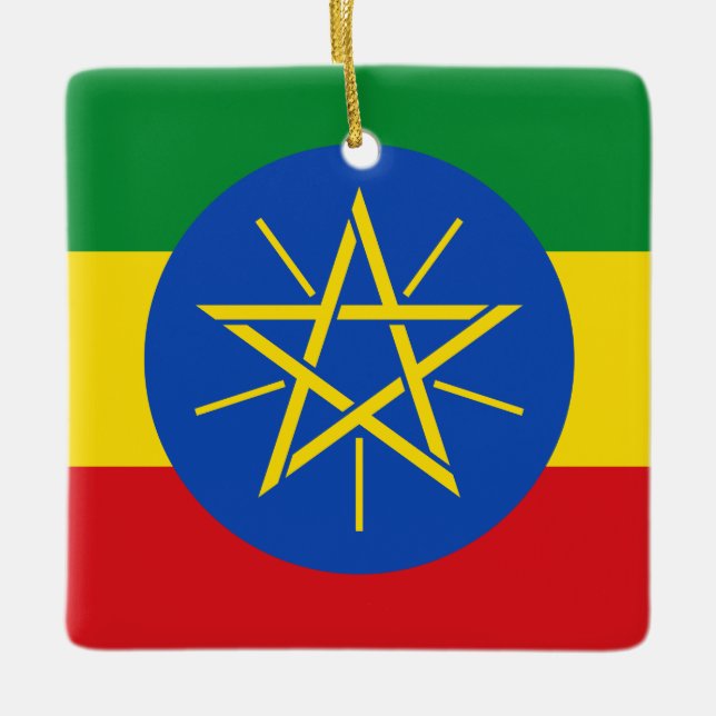 Äthiopische Flagge Keramikornament (Vorderseite)
